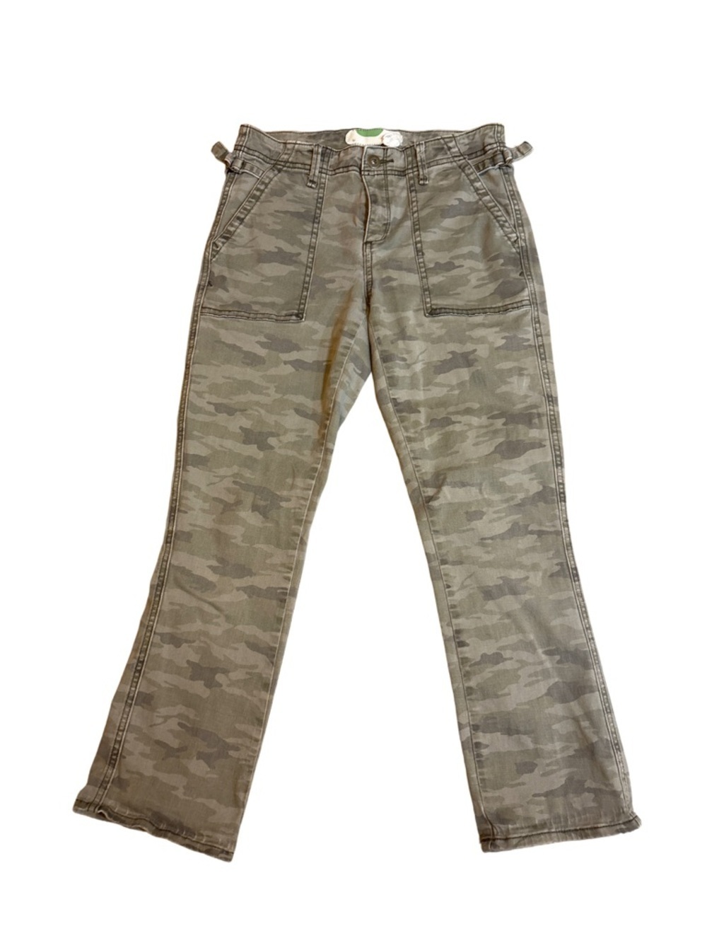 Anthropologie Olive Camo Straight-Leg Utility Jeans